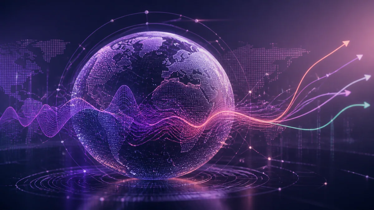 Digital globe with predictive signals illustrating emerging global business risks